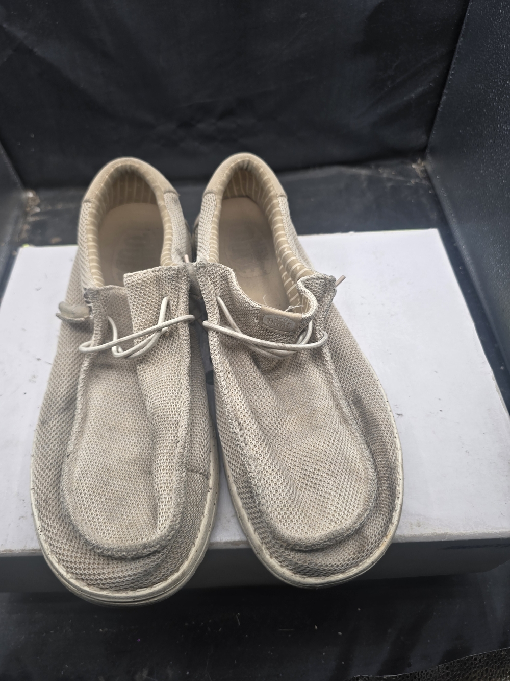 Hey Dude Beige Canvas Slip-On Loafers